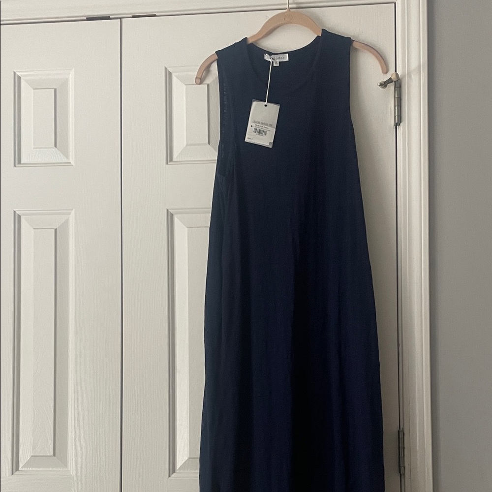 Navy Linen Sleeveless Maxi Dress